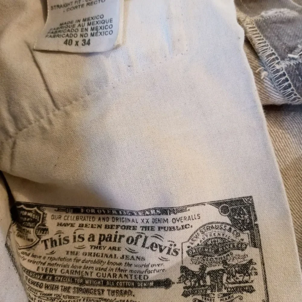 Vintage Levi's Original 501 Cotton Men's Gray Straight Leg Button Fly 40…